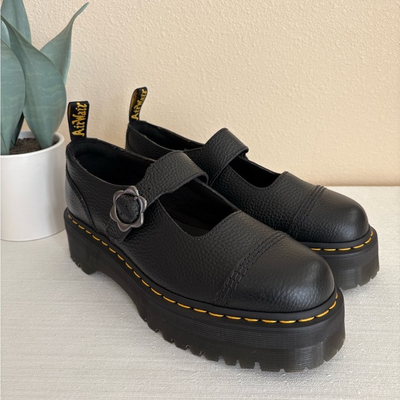 New Dr. Martens Black Leather Mary Jane Platform Shoes Women’s 11 - Picture 1 of 14